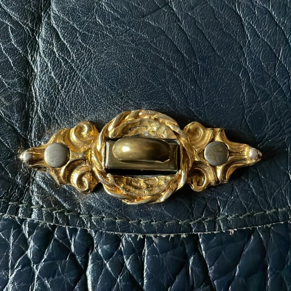 Vintage Davey’s of Worcester Mass. Black Pebbled Real Leather Small Clutch - Picture 13 of 14